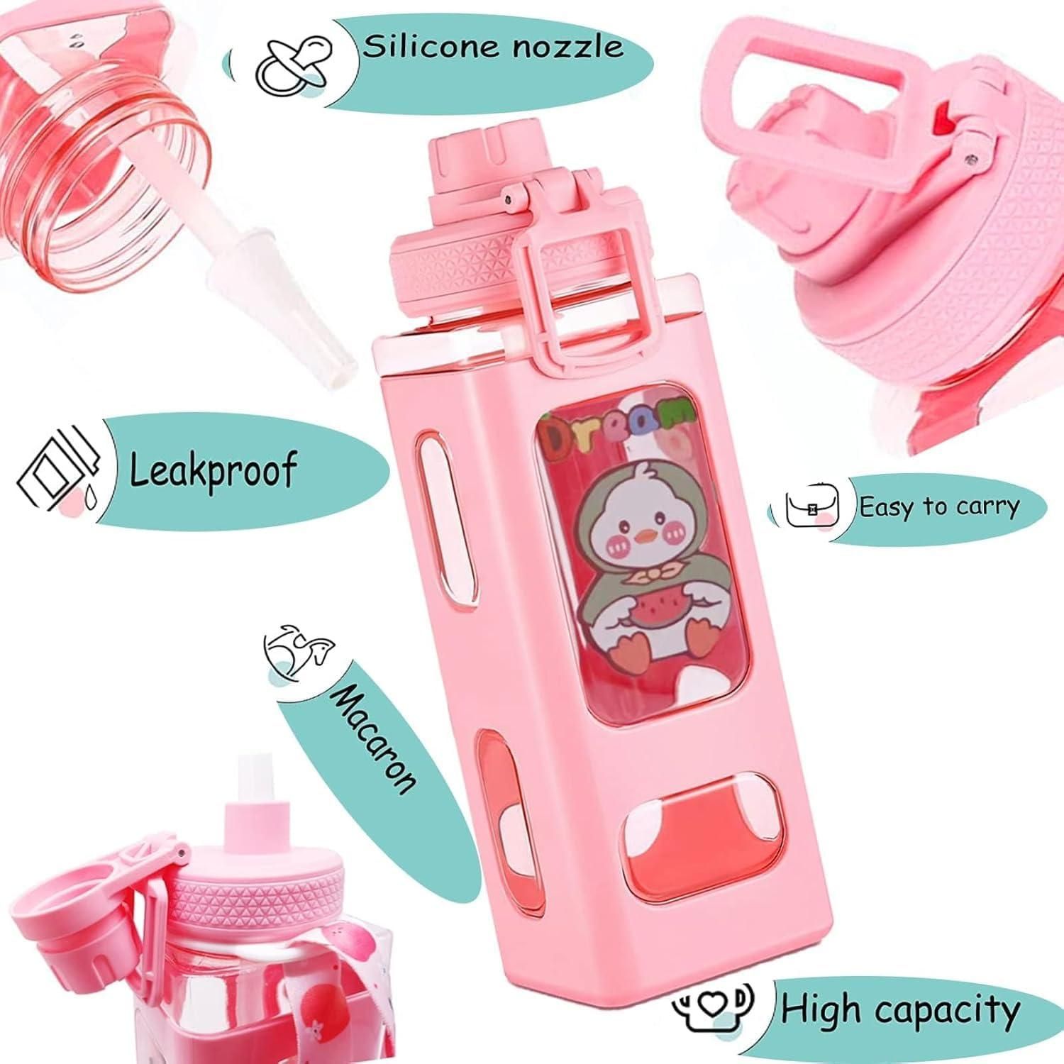 Water Bottle with Straw and Sticker (Assorted Color)