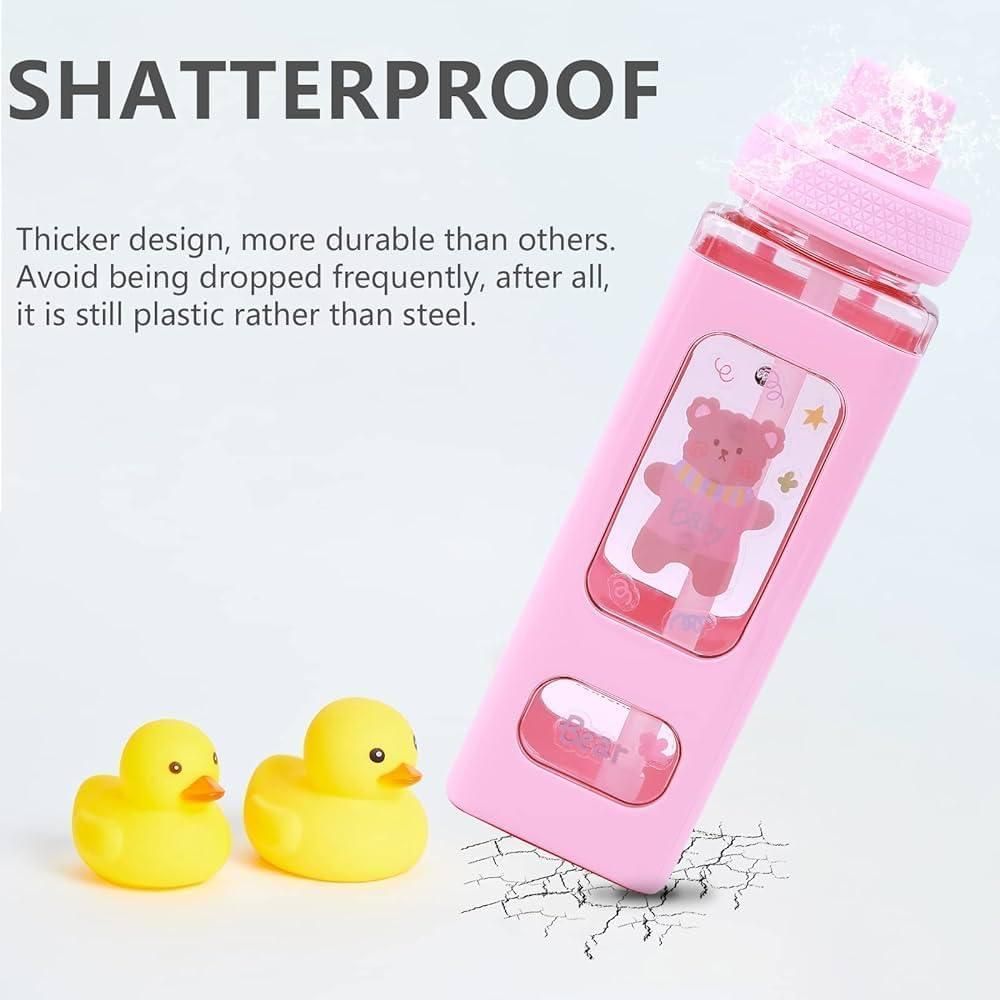 Water Bottle with Straw and Sticker (Assorted Color)