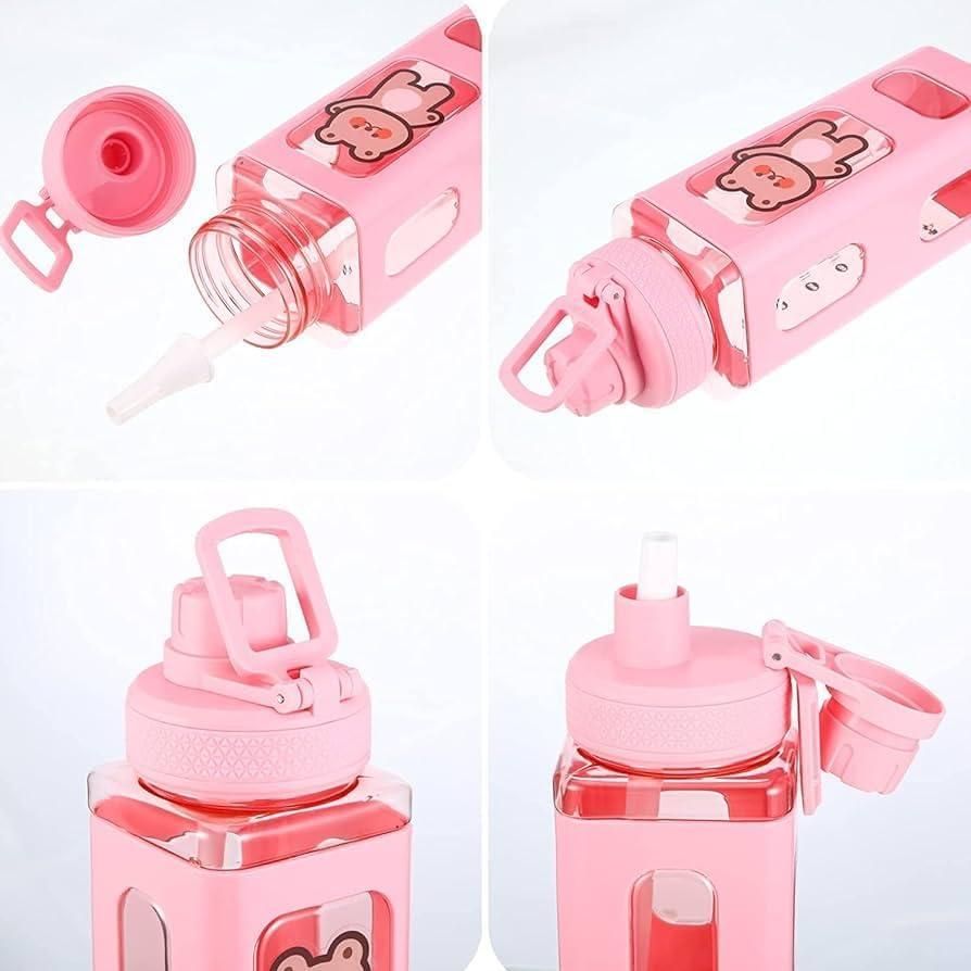 Water Bottle with Straw and Sticker (Assorted Color)